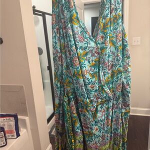 BloomChic Floral Dress - Teal and Yellow